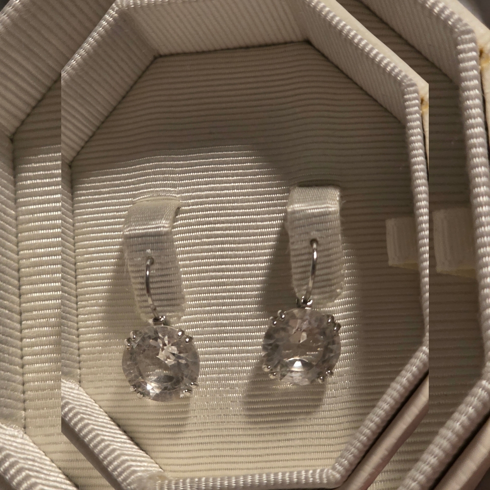 Crystal Drop Earrings - Brand Unknown - Clear/Silver